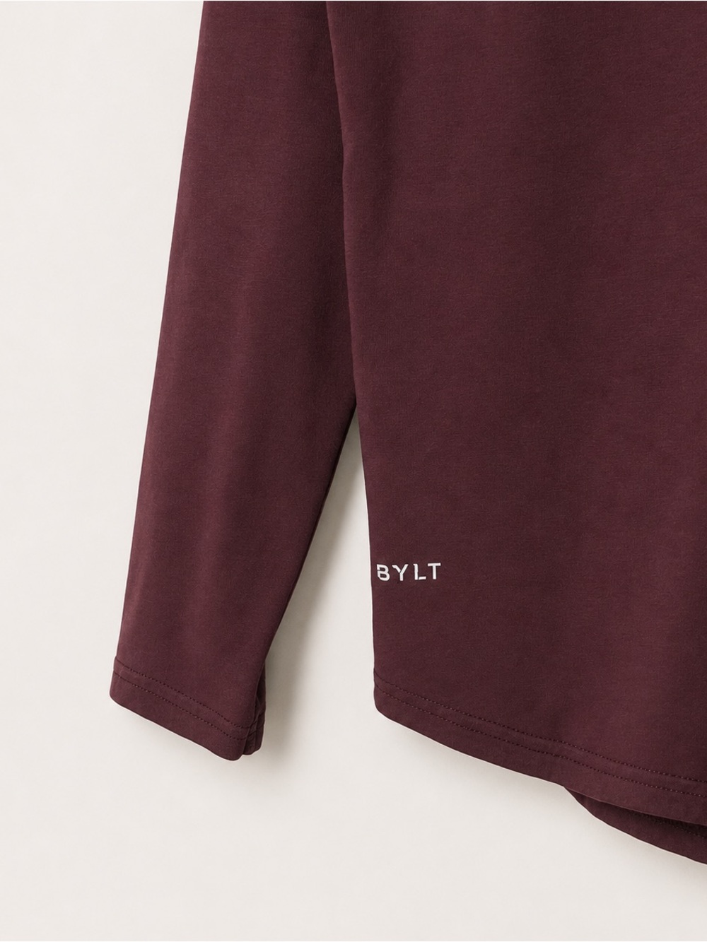 BYLT Premium Basics Lux Drop Cut Long Sleeve Tee Burgundy Large - Picture 3 of 6